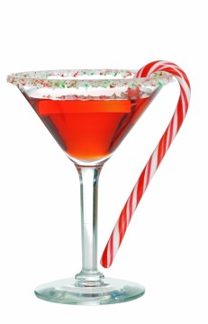 Holiday martini with a candy cane
